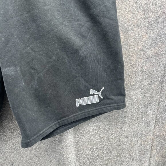 Puma Shorts Mens XL Black White Elastic Waist Spell Out Logo Extra Large Fleece - Picture 3 of 10